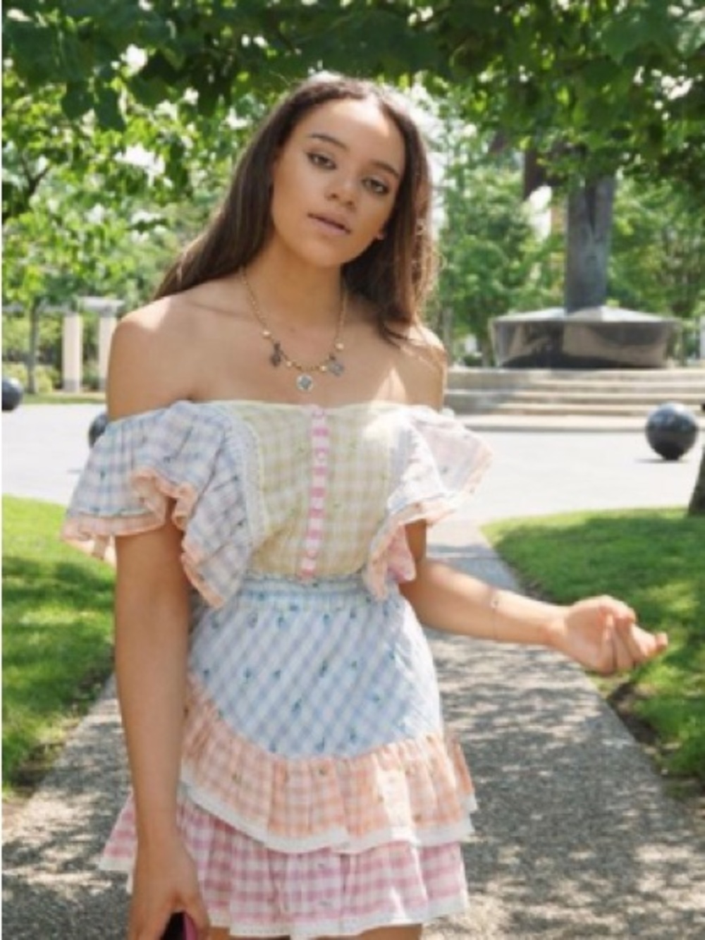 LoveShackFancy Pastel Multi-Color Ruffled Mini Dress - Picture 6 of 6